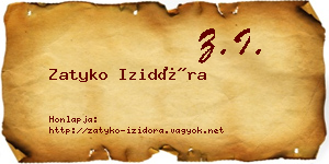 Zatyko Izidóra névjegykártya
